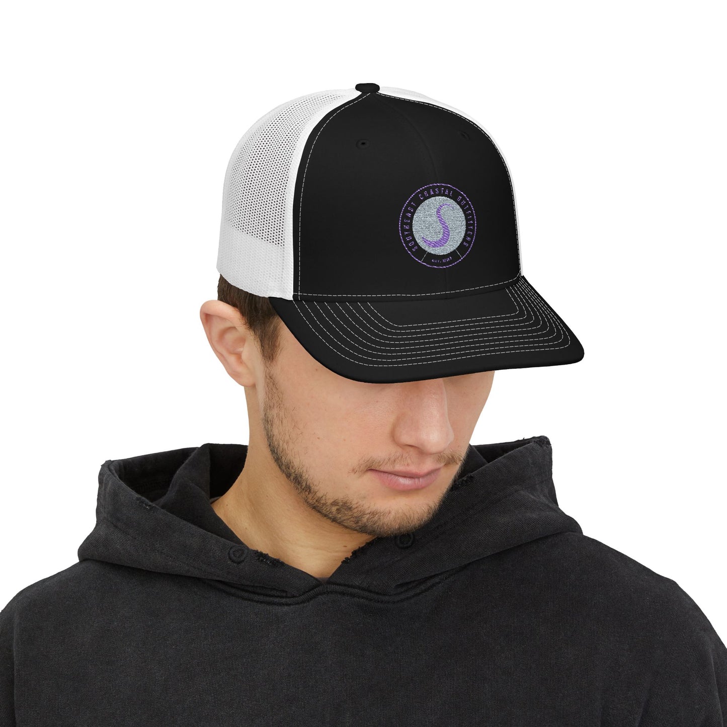 Coastal Spirit Snapback Trucker Cap - Stylish Embroidered Hat for Outdoor Adventures